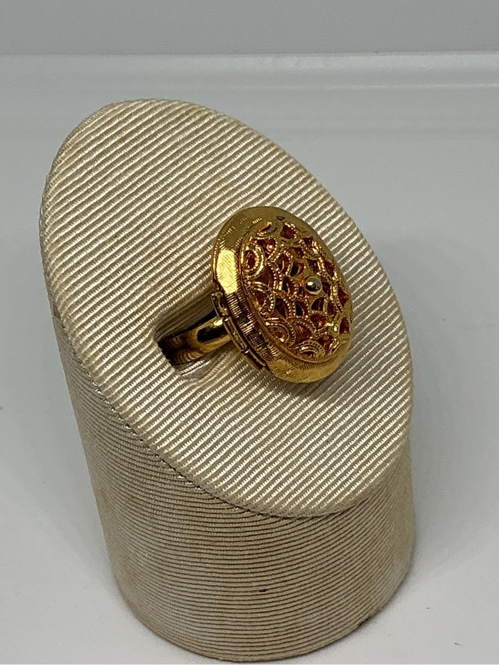 Vintage Gold Tone Poison Locket Ring